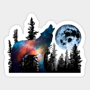 Wolf Animal Forest Wild Nature World Free Land Moon Sticker